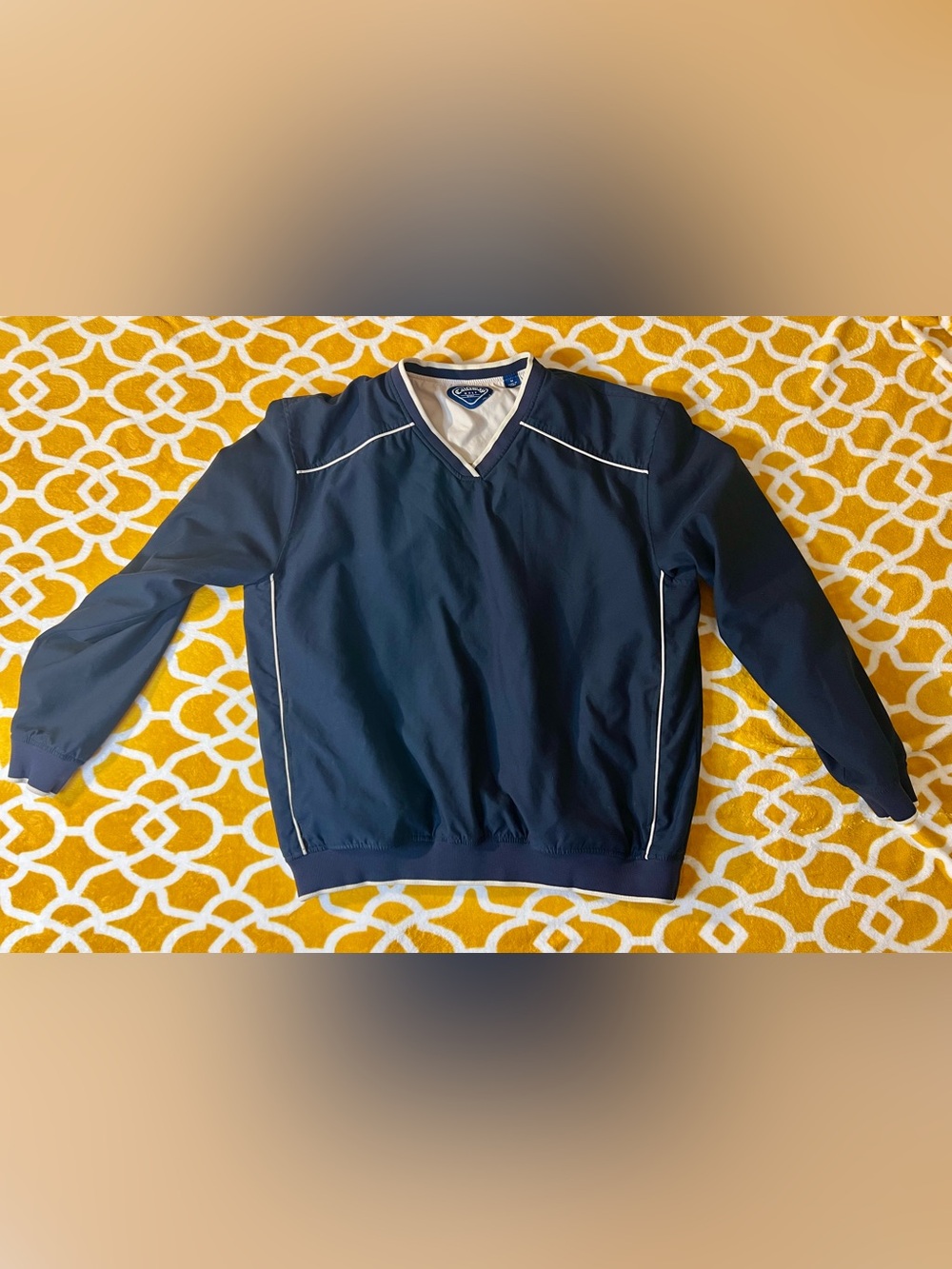 Callaway Golf Sport Men's M Blue Pullover V-Neck Lined Windshirt Jacket